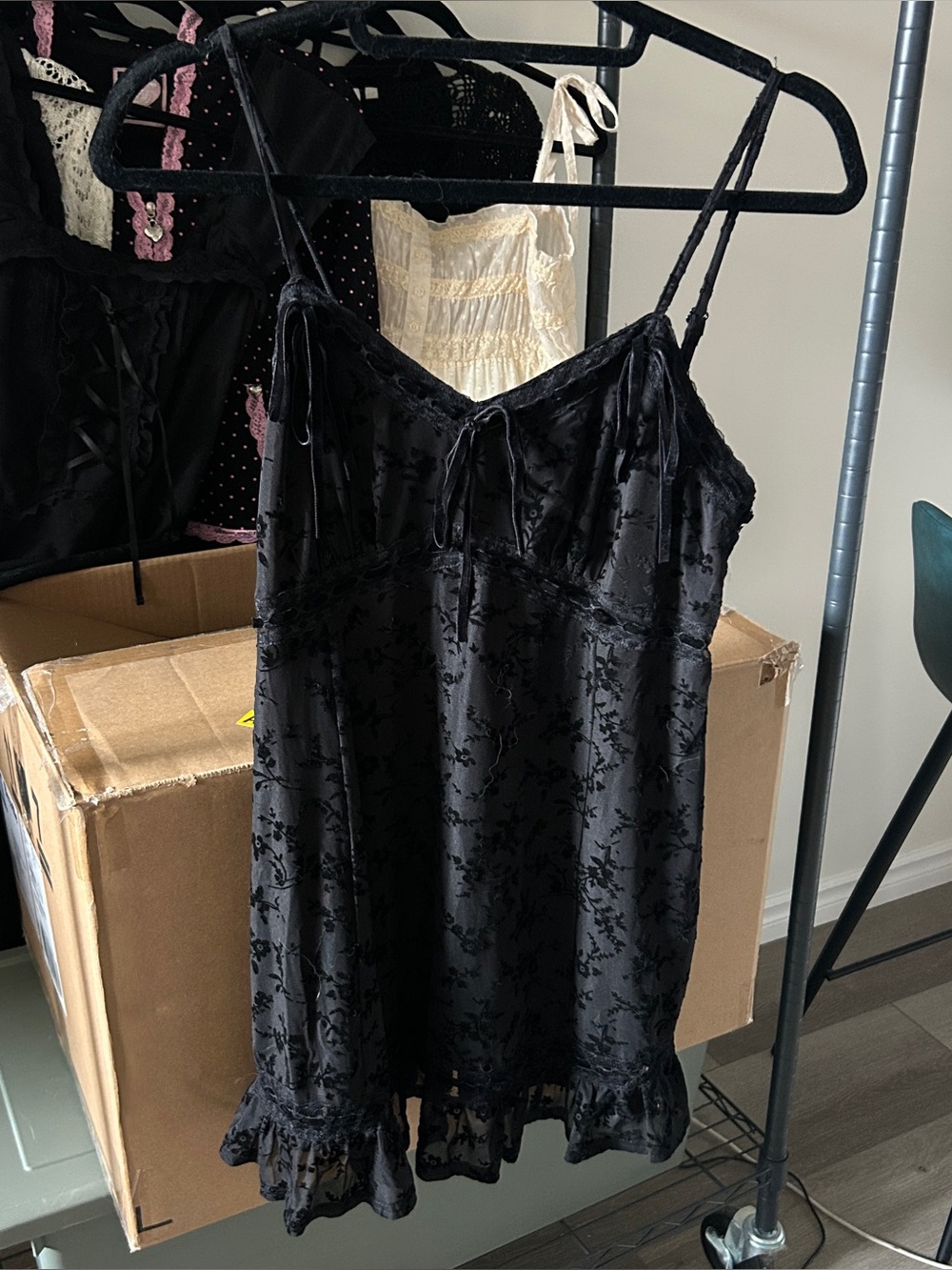moving sale 💕 - tunnel vision black babydoll slip dress size small